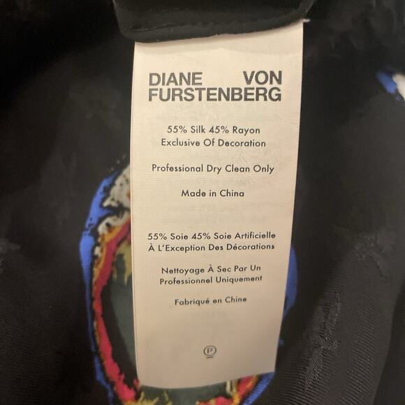 Diane Von Furstenberg Denise Silk Colorful Geode Wide Leg Pants Small S 4 6 $400 - Picture 7 of 11